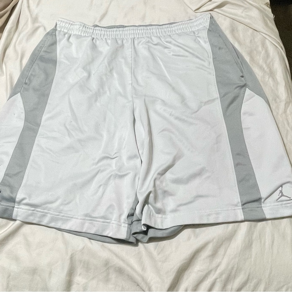 Men's Jordan White and Gray Athletic Shorts